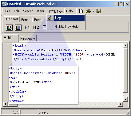 Screenshot of DzSoft WebPad 2.1